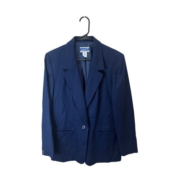 Pendleton Sz 8 100% Virgin Wool Navy Blue Blazer Jacket Women - GREAT! - Picture 1 of 5